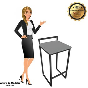Banqueta Alta Lavinia Suede Base Preto - Grafite
