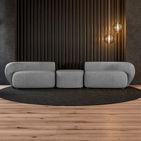 Sofá Versátil Sala de Estar Egito 302cm Modulado Linho Cinza Manchado G52 - Gran Belo