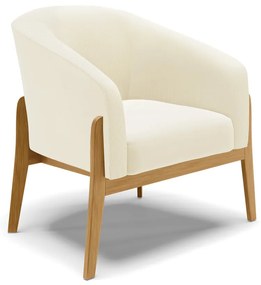 Poltrona Decorativa Base Madeira Stella Cotelê Int/Veludo D03 - D'Rossi - Off White