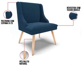 Cadeira Sala de Jantar Pé Palito Natural Kit 4 Liz Bouclê D03 - D'Rossi - Azul