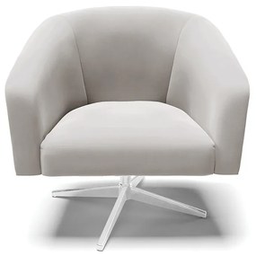 Poltrona Decorativa Giratória Cromada Stella Veludo Cinza D03 - D'Rossi