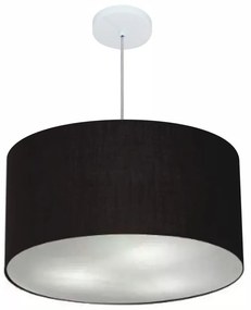 Lustre Pendente Cilíndrico Md-4080 Cúpula em Tecido 60x30cm Preto - Bivolt