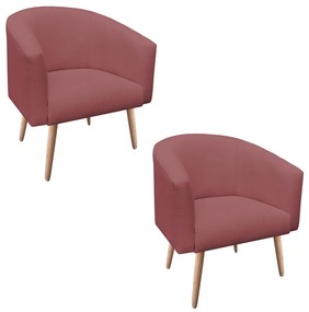 Poltrona Sala Kit 02 Stella Pé Palito Natural Linho Whisky Rose A106 D03 - D'Rossi