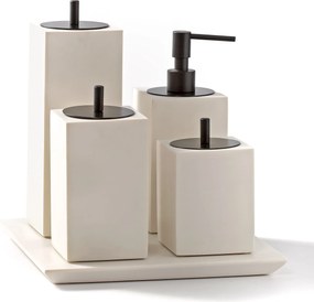 Conjunto Banheiro 4 Pçs Resina - Off White Fosco - Black Matte  Off White Fosco - Black Matte