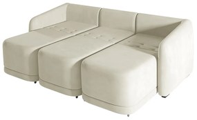 Sofá Cama Modulado Retrátil e Reclinável Decorativo Varsóvia 336cm Veludo Bege G33 - Gran Belo