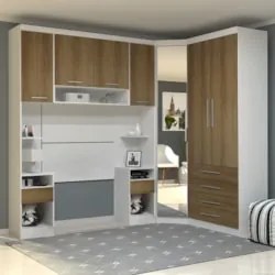 Guarda Roupa Solteiro Modulado CP05 Taiga Branco/Avelã L01 - Mpozenato