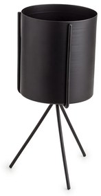 Kit 03 Cachepot Metálico Preto com Suporte - D'Rossi