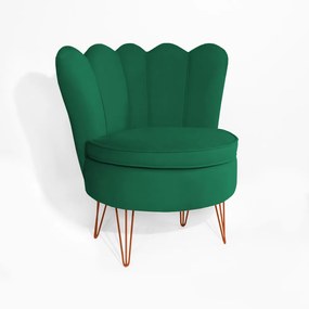 Poltrona Dália Pés Hairpin Legs Bronze Veludo Verde