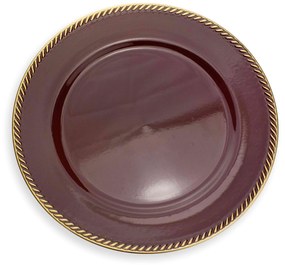 Sousplat de Plástico Vermelho e Dourado 33 cm - D'Rossi