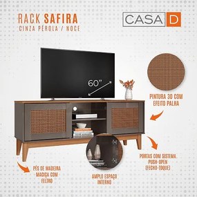 Rack Safira 1.35 Cinza Perola/Noce - Casa D Móveis