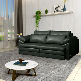 Sofá Decorativo Piece Bipartido Retrátil Sala de Estar 175cm Couro Verde G58 - Gran Belo
