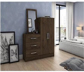 Cômoda para Quarto Balcão Multiuso 3 Gavetas 2 Portas Café