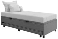 Bicama Box Baú Solteirão 96x203cm Samy S05 Linho Cinza - Mpozenato