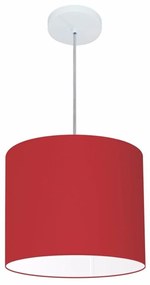 Lustre Pendente Cilíndrico Md-4143 Cúpula em Tecido 35x25cm Bordo - Bivolt