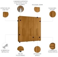 Guarda Roupa Casal 230cm Com 6 Portas Barok Cinamomo Z10    - Mpozenat