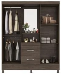 Guarda Roupa Capelinha 4 Portas 2 Gavetas Lord D02 Ebano Touch - Mpoze