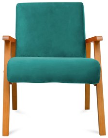 Kit 2 Poltronas Decorativas Alexa Braça de Madeira Suede Turquesa - Sheep Estofados