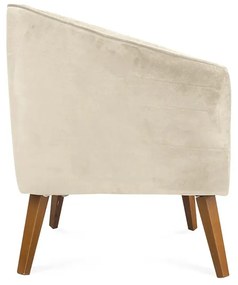 Poltrona Decorativa Dalia Pés de Madeira Veludo Bege - Sheep Estofados - Bege