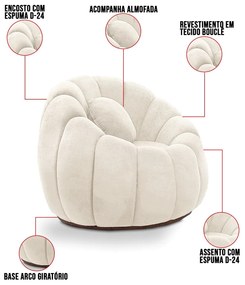 Poltrona Decorativa Orgânica para Sala Kit 2 Cloud Bouclê E03 - D'Rossi - Bege