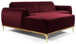 Sofá 300cm 5 Lugares com Chaise Esquerdo Pés Gold Molino C-278 Veludo