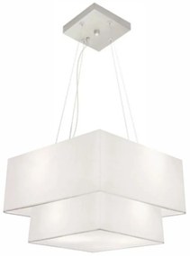 Lustre Pendente Duplo Quadrado Vivare Md-4157 Cúpula em Tecido 40x35cm Branco - Bivolt