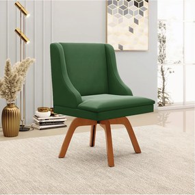 Kit 02 Cadeiras de Jantar Liz Suede Verde Base Madeira Mm35 D03 - D'Rossi