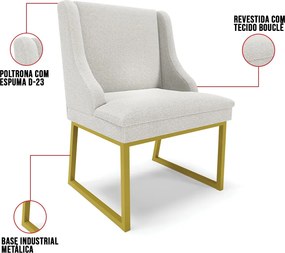 Cadeira Sala de Jantar Industrial Dourado kit 2 Liz Bouclê D03 - D'Rossi - Cinza