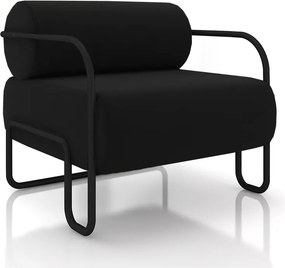 Poltrona Decorativa Sala de Estar Polatsk Base Industrial de Ferro Veludo Preto G33 - Gran Belo