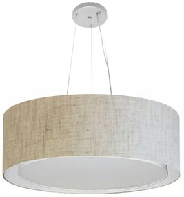 Lustre Pendente Cilíndrico Duplo Md-4126 Cúpula em Tecido 80x30cm Rustico Bege - Bivolt