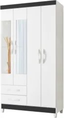 Guarda Roupa Solteiro 103cm com Espelho Dony Flex A02 Branco - Mpozena