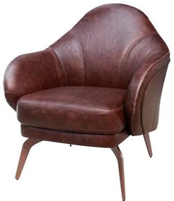 Poltrona Felicity Couro Mogno Pés de Ferro Rose Fixo 80cm - 70012 Sun House