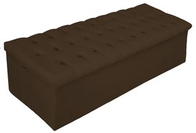 Recamier Baú Estofada Mel 160 cm Queen Size Com Capitonê Suede Marrom - ADJ Decor