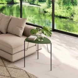 Mesa Lateral Baixa Para Sala Pés Metálicos Blen Musgo/Preto I06 - Mpoz