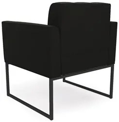 Sofá Namoradeira e 2 Poltronas Base Industrial Preto Ana Suede Preto -