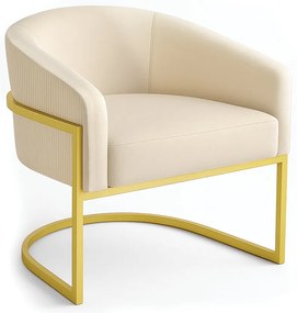 Poltrona Sala Industrial Dourada Arielle Veludo Cotelê Bege D03 - D'Rossi