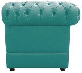 Kit Poltrona e Namoradeira Chesterfield Ana Suede Azul Tiffany - ADJ Decor