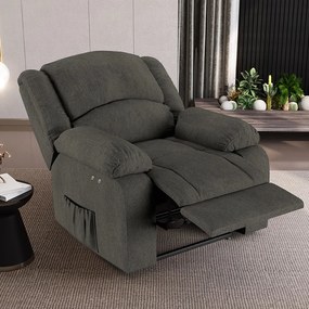 Poltrona do Papai Reclinável Sala de Cinema Madrid Power Touch Massagem USB Linho Chumbo G23 - Gran Belo