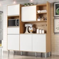 Armário de Cozinha Compacta 160cm 5 Portas Isabel Amêndoa/Branco - AJL