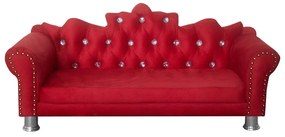Mini Divã Sofá Realeza Cama Pet para Cães ou Gatos Elegante Suede Vermelho