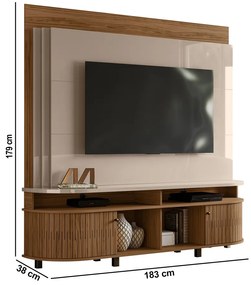 Estante de TV 65 Pol 183cm Sala de Estar Fayron M20 - D'Rossi - Fendi e Naturale