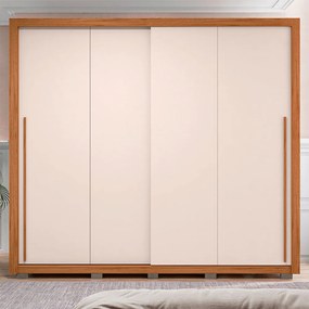 Guarda Roupa Lorian 245cm com 2 Portas de Correr e 4 Gavetas em MDF Freijo/OffWhite G11 - Gran Belo