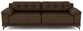 Sofá Living 4 lugares 272cm Agostino Pés Design em Ferro Couro Capuccino G52 - Gran Belo