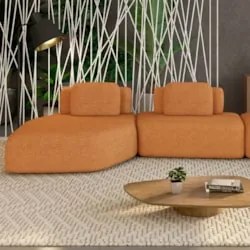 Sofá Ilha 275cm 2 Módulos Sala de Estar Moby Boucle Telha Z08 - Mpozen