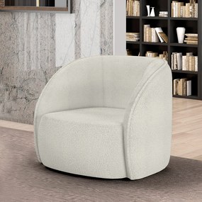 Poltrona Decorativa Sala de Estar Clarke Bouclê OffWhite G45 - Gran Belo