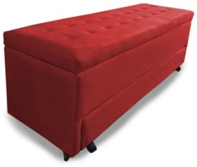 Calçadeira Baú com Sapateira Casal 140cm Paris Suede Vermelho - Sheep Estofados - Vermelho