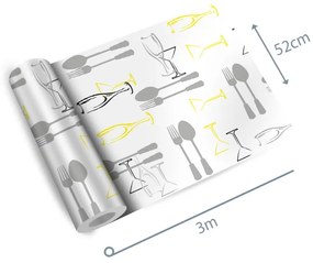 Adesivo casual talheres amarelo cinza e preto