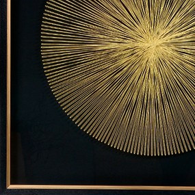 Quadro Decorativo Linha Dourado e Preto 80x80x5 cm - D'Rossi