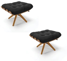Puff Giratório Costela kit 2 Suede Base de Madeira MA30 M11 - D'Rossi - Preto