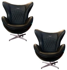 Kit 2 Poltronas Decorativas Egg Chair AMG One Cinza/Preto G53 - Gran Belo