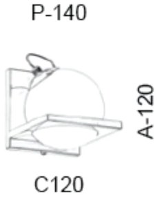 Arandela C/ Globo Apoio 12X14X12Cm Metal E Vidro 1 X G9 Globo Ø12Cm |O... (CROMADO, FOSCO)